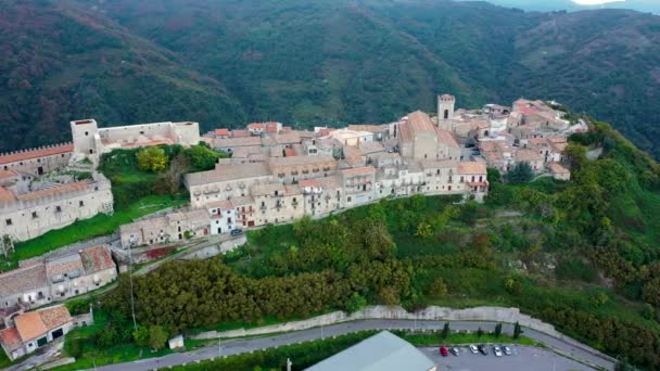 Luchtfoto Van Stad Montalbano Elicona Italië Sicilië Provincie Messina Luchtfoto — Stockvideo