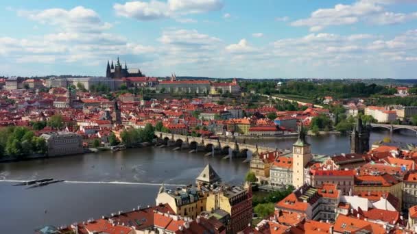 Panoramatický Výhled Shora Centrum Prahy Anténa Hlavního Města Prahy Pohled — Stock video