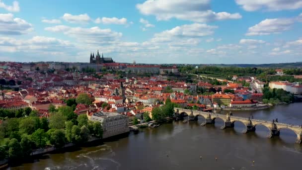 Vista Panorámica Desde Arriba Centro Praga Aérea Ciudad Praga Vista — Vídeos de Stock