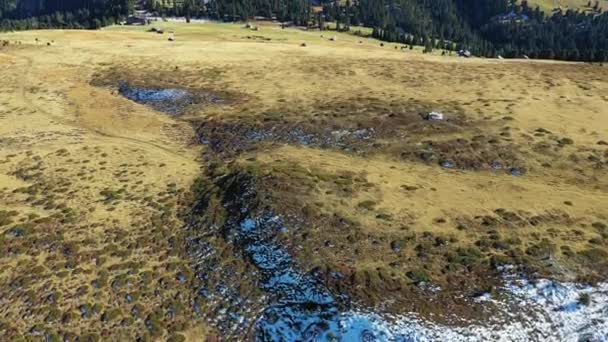 Sass de Putia, Passo delle Erbe高原, Alta Badia, Sud Tirol,イタリア。イタリアのドロミテにあるサス・ド・プティアの空中。南チロルの山の風景「パスソ・デッレ・エルベ」. — ストック動画