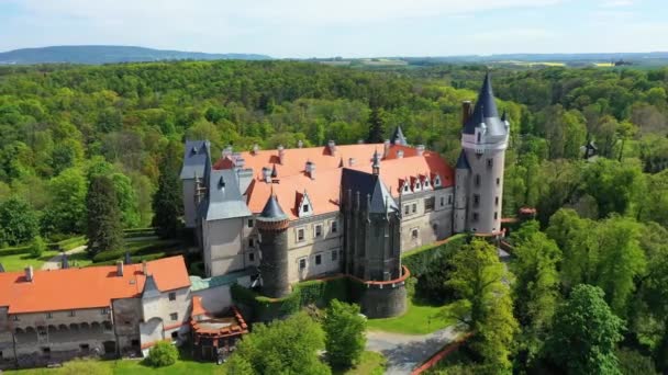 Vista Aérea Del Castillo Zleby Región Central Bohemia República Checa — Vídeos de Stock