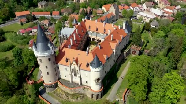 Vista Aérea Del Castillo Zleby Región Central Bohemia República Checa — Vídeos de Stock