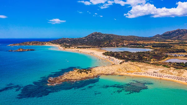 Panorama Las Maravillosas Playas Chia Cerdeña Italia Vista Hermosa Bahía —  Fotos de Stock