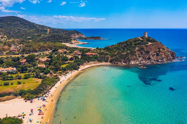 Torre Chia View Flying Drone Acropoli Bithia Torre Chia Tower — Stock Photo, Image