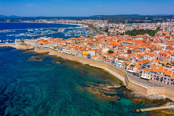 Aerial View Alghero Old Town Cityscape Alghero View Beautiful Day — Stock Photo, Image
