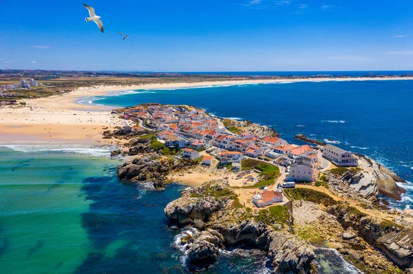 Aerial View Island Baleal Naer Peniche Shore Ocean West Coast — Stock Photo, Image