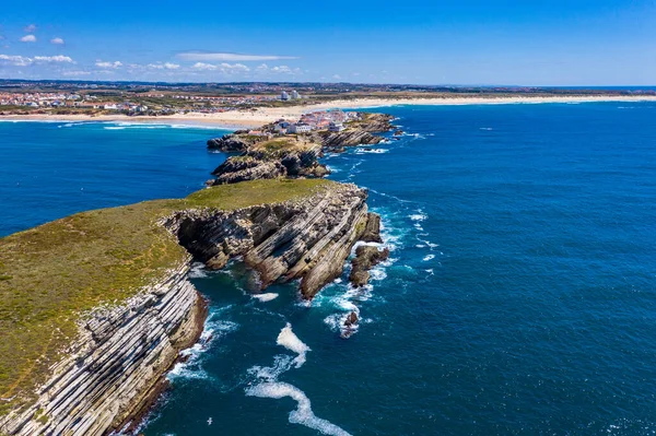 Veduta Aerea Dell Isola Baleal Naer Peniche Sulla Riva Dell — Foto Stock