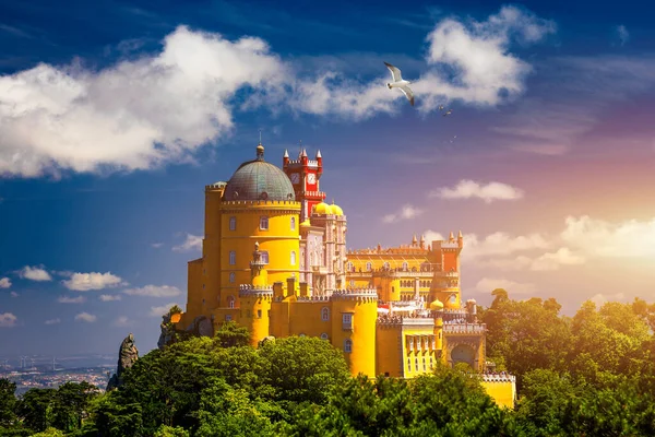 Palatset Pena Sintra Lissabon Portugal Resor Europa Semester Portugal Panoramautsikt — Stockfoto