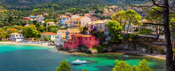 Assos Village Kefalonia Greece Turquoise Colored Bay Mediterranean Sea Beautiful — Stock Photo, Image