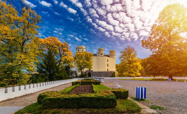 Vista Aérea Chateau Orlik Acima Reservatório Orlik Bela Natureza Outono — Fotografia de Stock