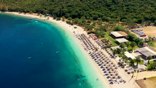 Bella Acqua Cristallina Azzurra Sulla Spiaggia Antisamos Sull Isola Cefalonia — Video Stock