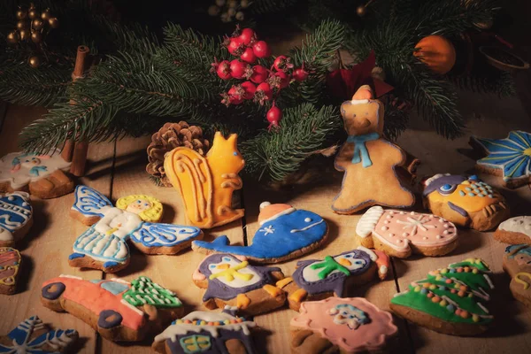 Bright Festive Ginger Cookies Children Holiday — Stock Photo, Image