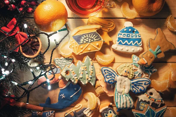 Bright Beautiful Handmade Gingerbread New Year Christmas — Stock Photo, Image