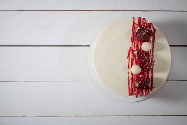 White designer cake. Minimalism.