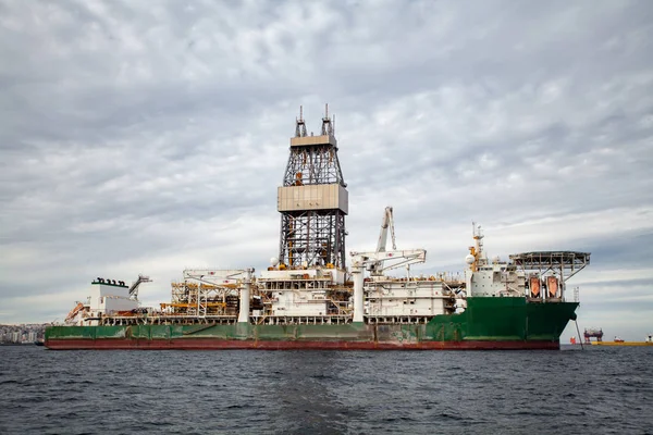 Oil rigs operate in the Atlantic Ocean.