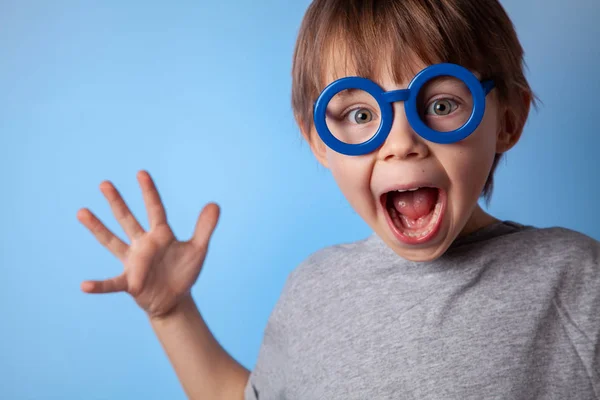 stock image Portrait of a handsome preschooler boy with glasses.