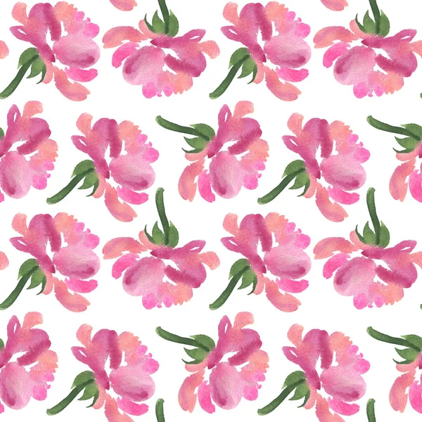 Seamless pattern of pink watercolor rose flowers — Stock Photo, Image