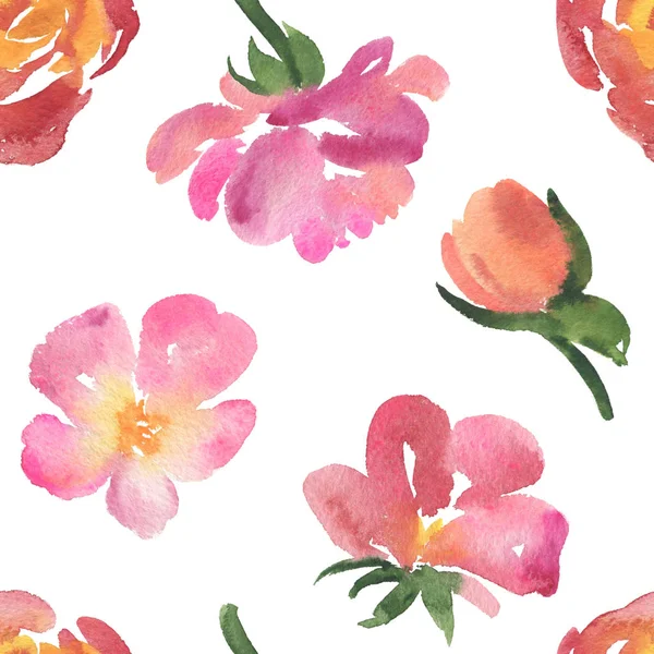 Seamless pattern of delicate watercolor roses — Stock Photo, Image