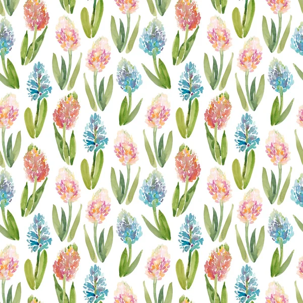 SWatercolor seamless pattern of hyacinth flowers — Stock Photo, Image