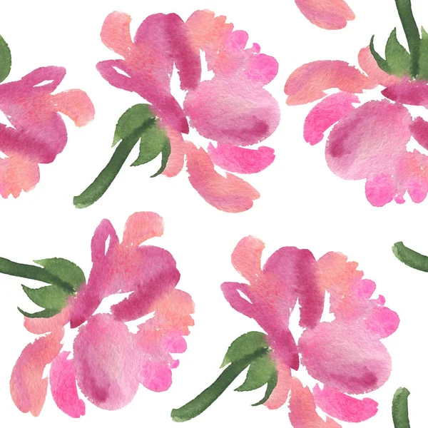 Naadloze patroon van roze aquarel roze bloemen — Stockfoto