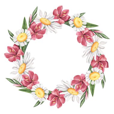 Çelenk yaz çiçek - daisy, lily, papatya