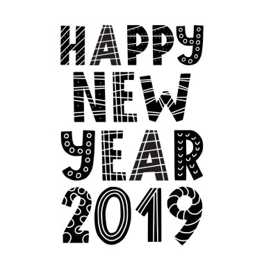 İskandinav tarzı mutlu yeni yıl 2019 tebrik