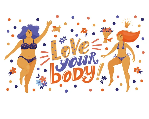 A test banner szerelmes szép nők bikini — Stock Vector