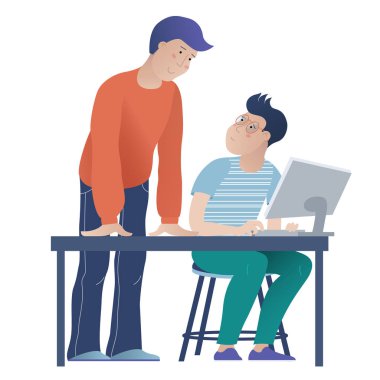 Öğrenci ve öğretmen bilgisayar bilimi ders