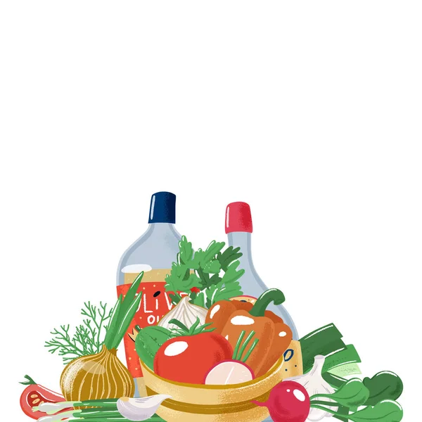 Ingredientes de ensalada, diseño de plantilla de banner — Vector de stock