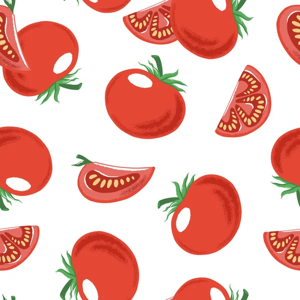 Padrão sem costura com tomate maduro vermelho —  Vetores de Stock