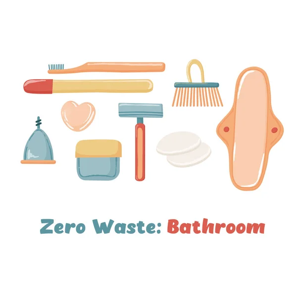 Objetos de baño Zero Waste para mujeres — Archivo Imágenes Vectoriales