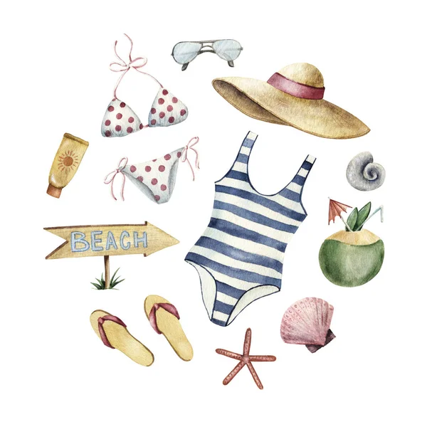 Summer beach vacation apparel forming round shape — Stock Photo, Image