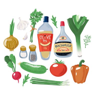 Salata maddeleri seti-sebze yağı balsamik