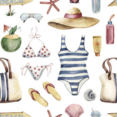 Beach Tatil nesne Dikişsiz desen beyaz
