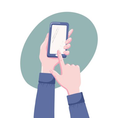 Cep telefonunu tutan eller, parmakla işaret