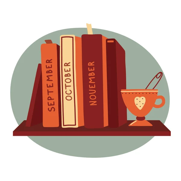 Böcker stående på hyllan, Reading Club logo design — Stock vektor
