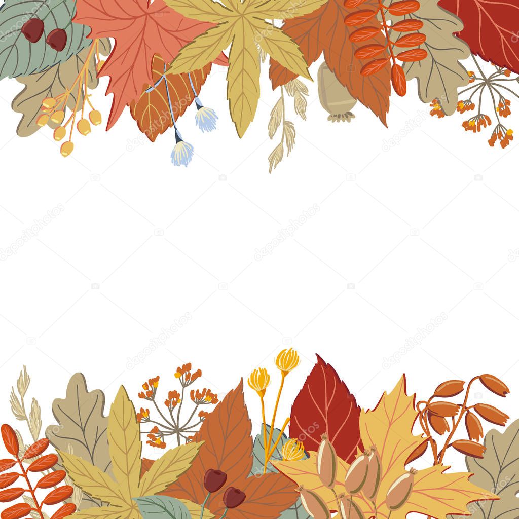 Top and bottom borders, fall leaves and branches