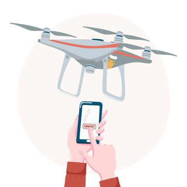 Ekranda bağlantı düğmesi ile drone ve akıllı telefon