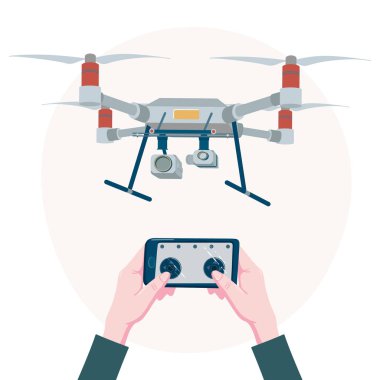 Telefon uygulaması yla drone'u uzaktan kontrol eden eller
