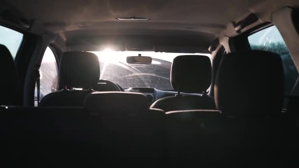 Araba iç yakın çekim seyahat için — Stok video