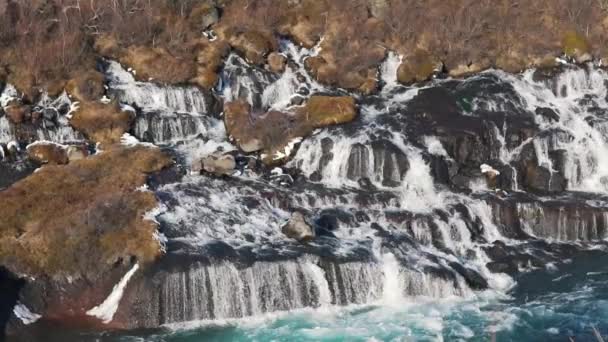 봄 근접 촬영에서 거친 산악 강 — 비디오
