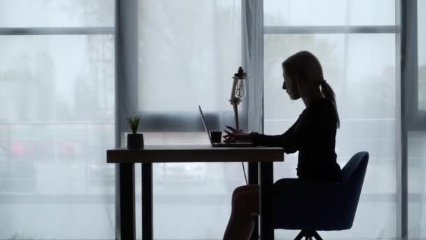 Sekreterare typer text på laptop — Stockvideo