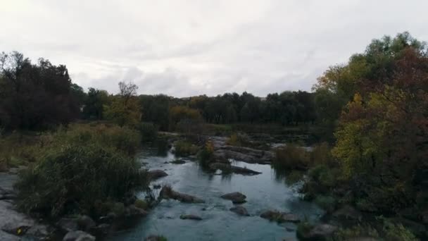 Autumn river the top view — Stock Video