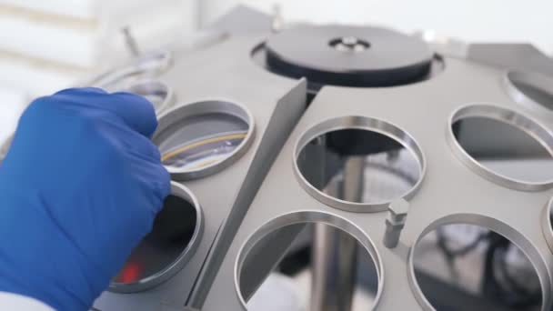 Sunglasses lens production in the laboratory — Stock Video