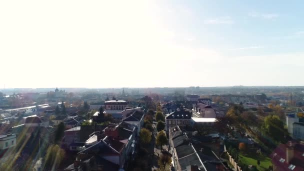 Вид с воздуха на город Луцк — стоковое видео