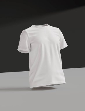 Gri arkaplanda yüzen düz beyaz tişört