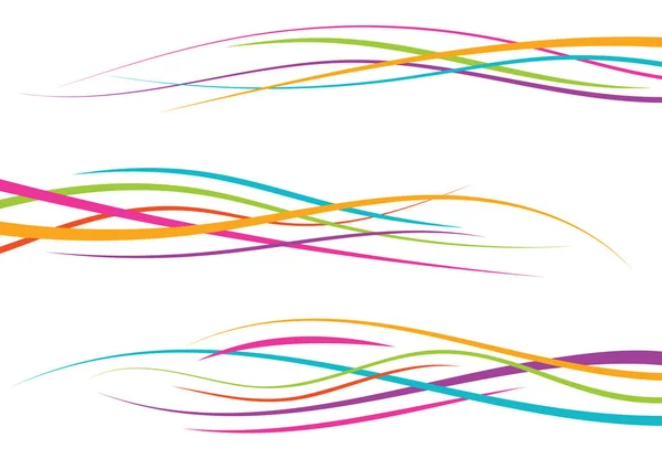 一组抽象的颜色曲线 波浪设计元素 矢量插图 — 图库矢量图片