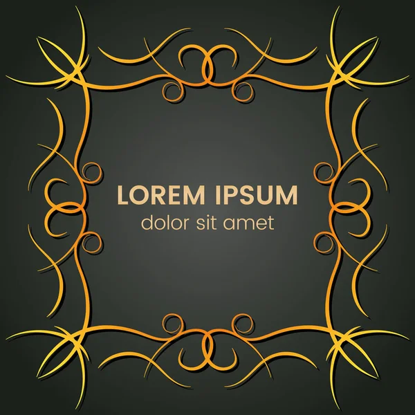 Karanlık bir arka plan üzerine bir kare altın monogram öğesi. Vektör çizim