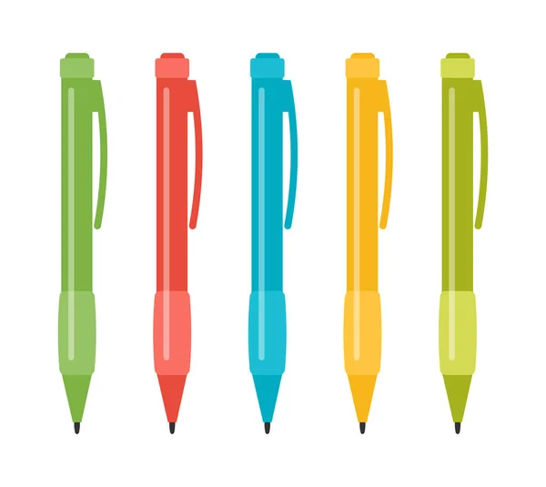 Beş Çok Renkli Kalemler Kümesi Vektör Illustratio — Stok Vektör