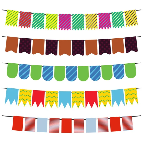 Banderas coloridas y guirnaldas para decorar — Vector de stock